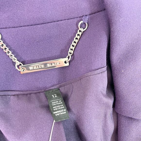 White House Black Market Blazer Womens 12 Deep Amethyst Notch Lapel Ruffle Back - Picture 3 of 12